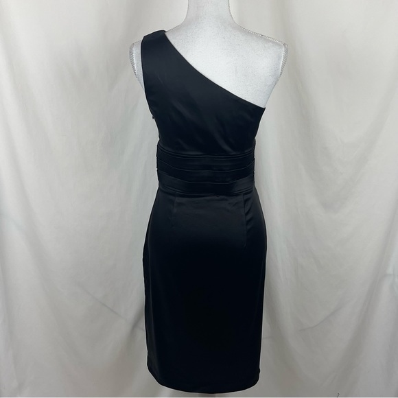 Calvin Klein Black Satin One Shoulder BodyCon Dress NWOT - Picture 4 of 11